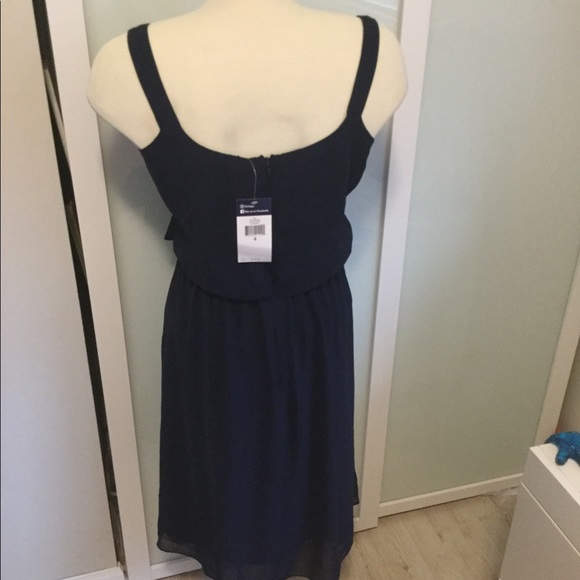 NWT Chaps by Ralph Lauren Navy Chiffon Midi Dress - Picture 4 of 5